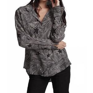 NEW CATHERINE GEE daria french cuff silk blouse in bowie star